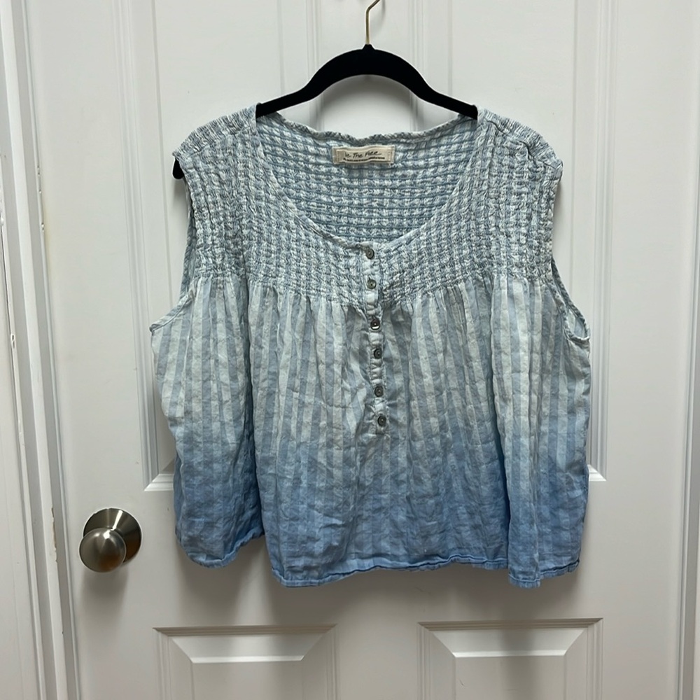 We the Free Blue Ombre Striped Cropped Flowy Top - XS‎